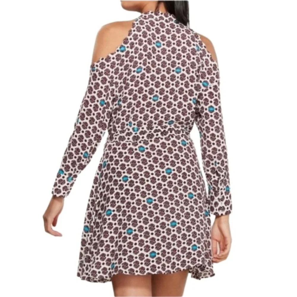 MAJE Ralinka Printed Cold-Shoulder Dress Button Down in Size 3 US Large